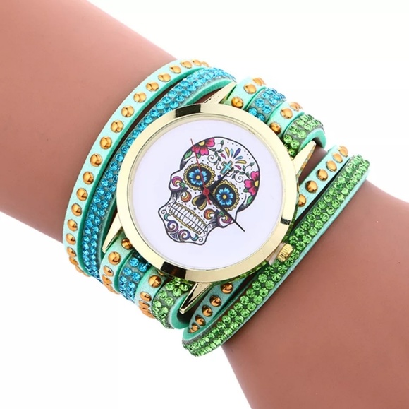 Accessories - Sugar skull leather bracelet watch